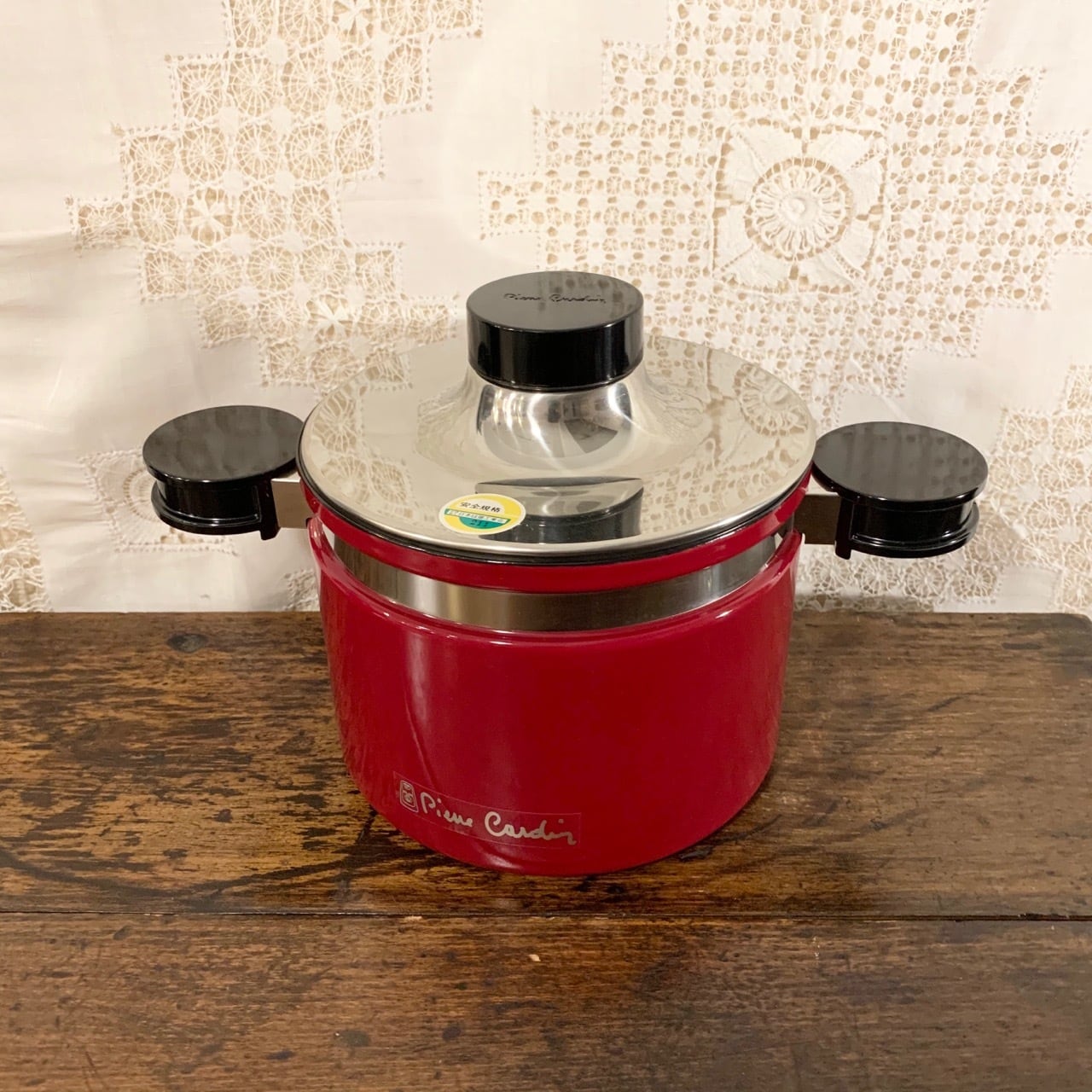Pierre Cardin ワインレッドカラーのホーロー両手鍋 ピエール