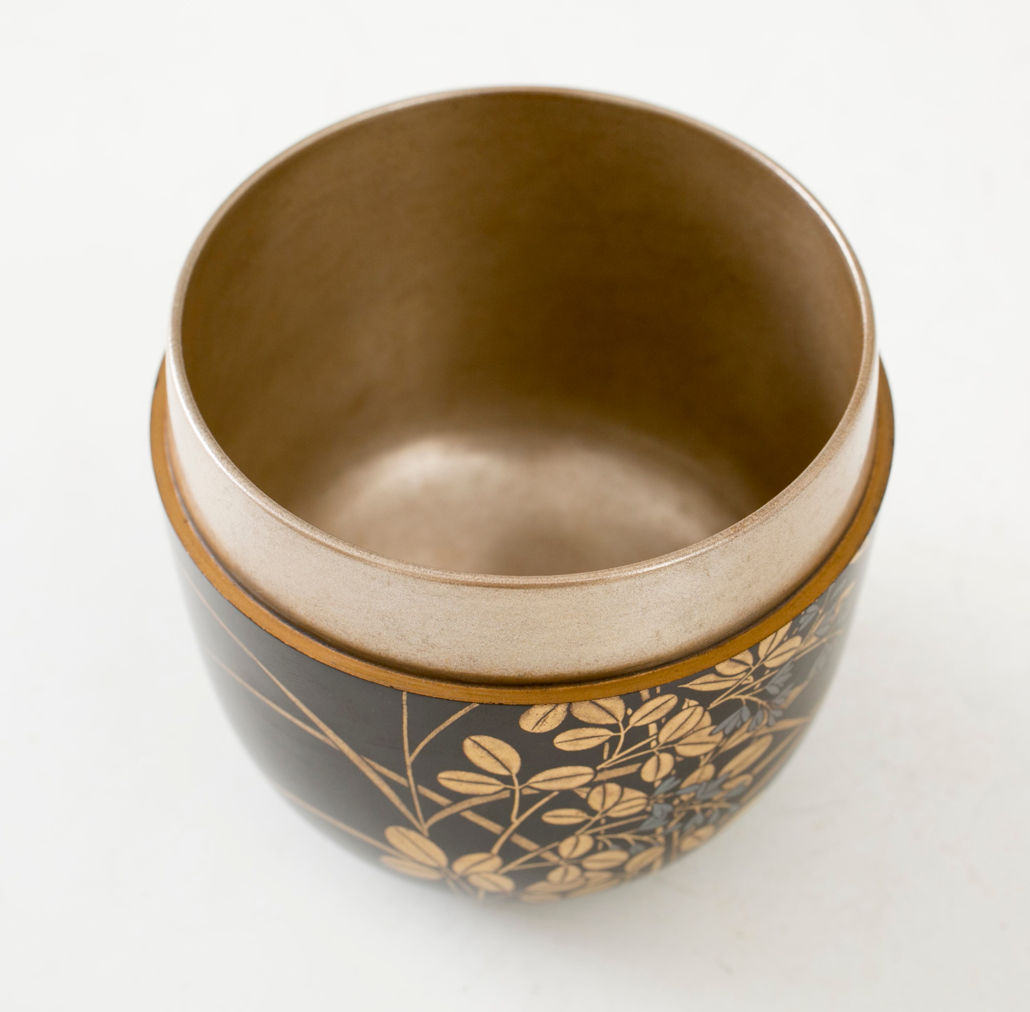 番浦省吾 秋草蒔絵 棗 萩 芒 桔梗 内銀 なつめ 薄茶器 茶道具 茶会