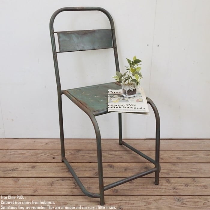 積み重ねできる アイアンチェア グリーン 緑 鉄製 スツール 椅子 いす