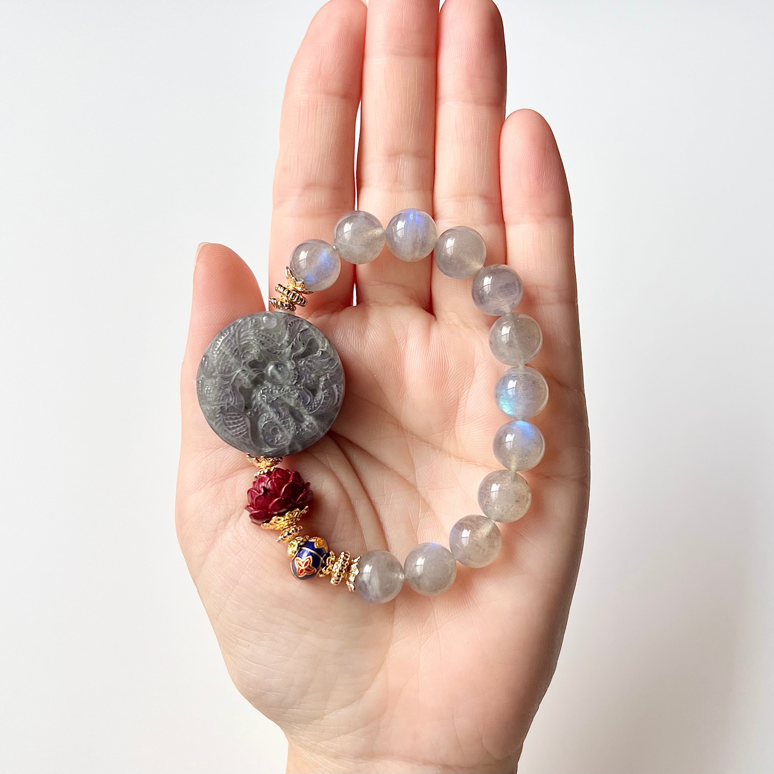 ラブラドライト 龍 鳳凰 天然石 ブレスレット | ほしブレス