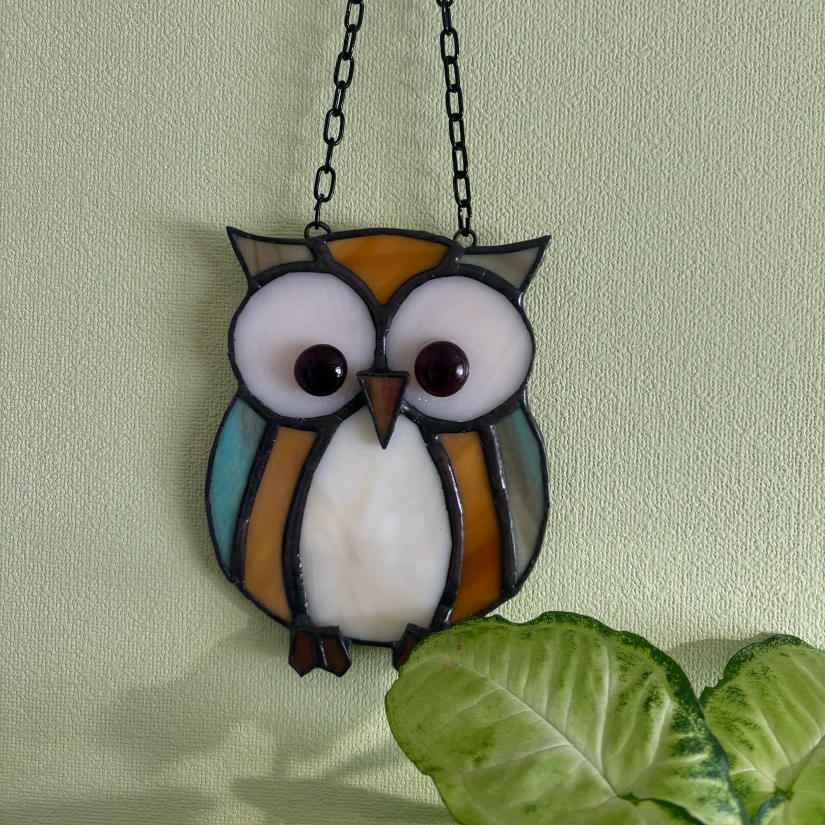 フクロウのステンドグラス | ステンドグラス Happy Magic Lamp