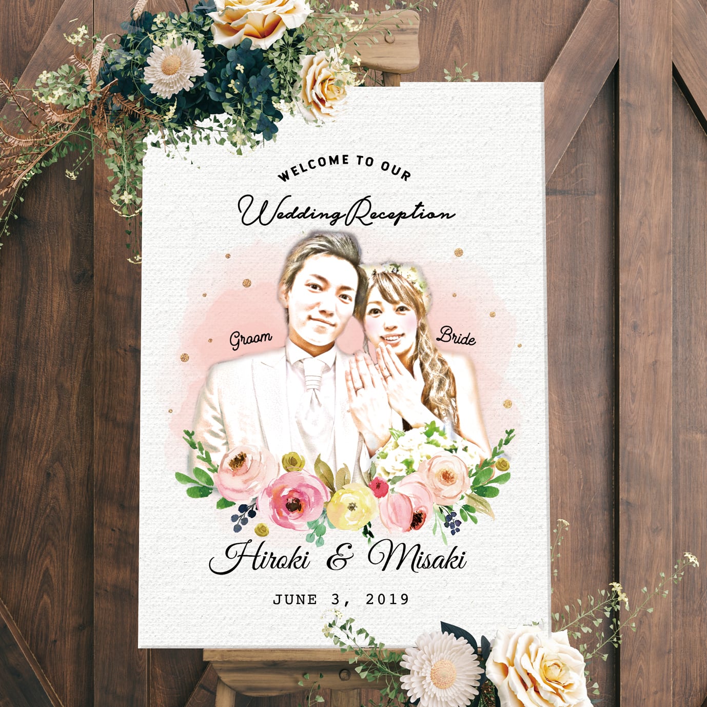 似顔絵】水彩スケッチ風ウェルカムボード | Wedding Item Shop Marrow