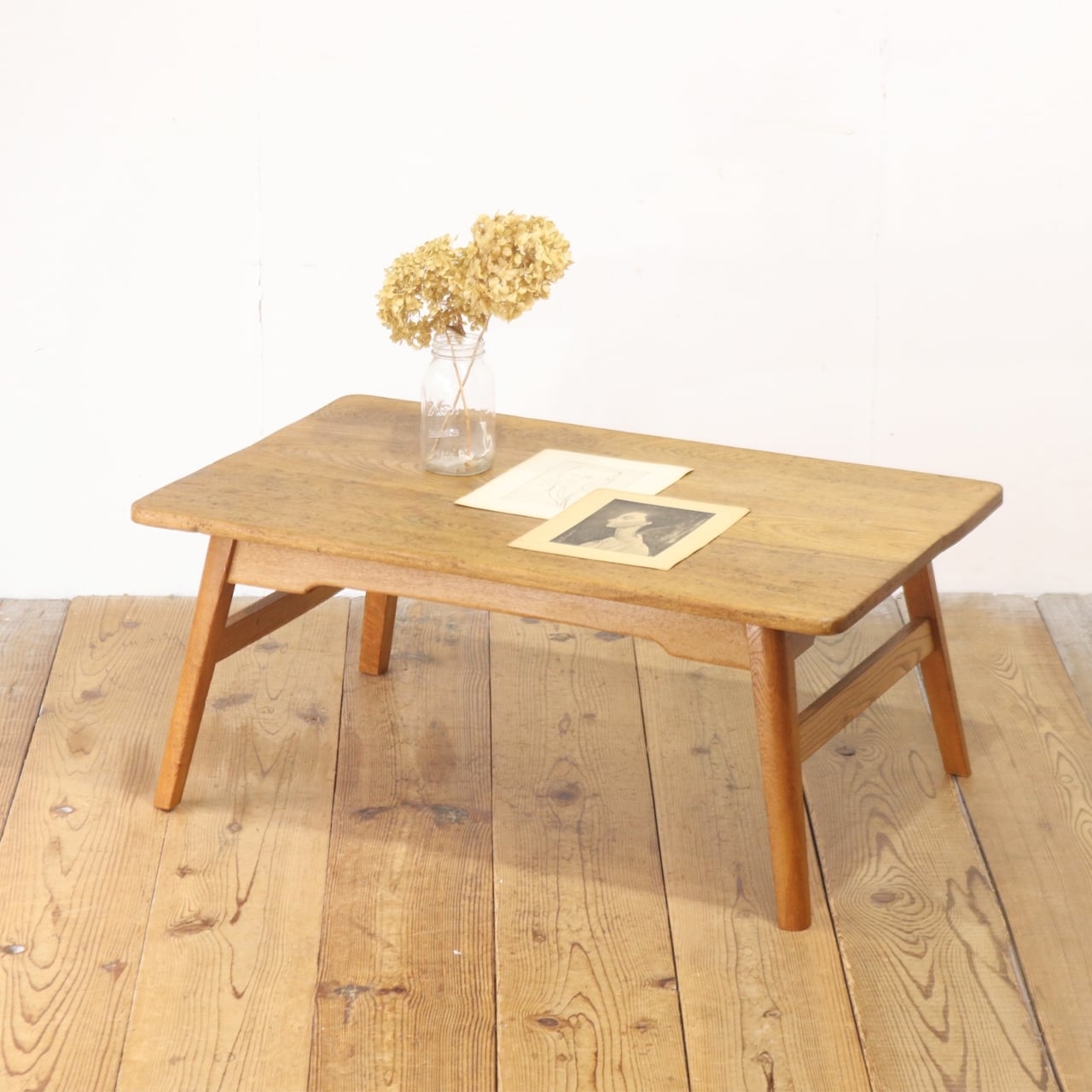 レトロ ローテーブル 座卓 センターテーブル 無垢材 花台 展示台