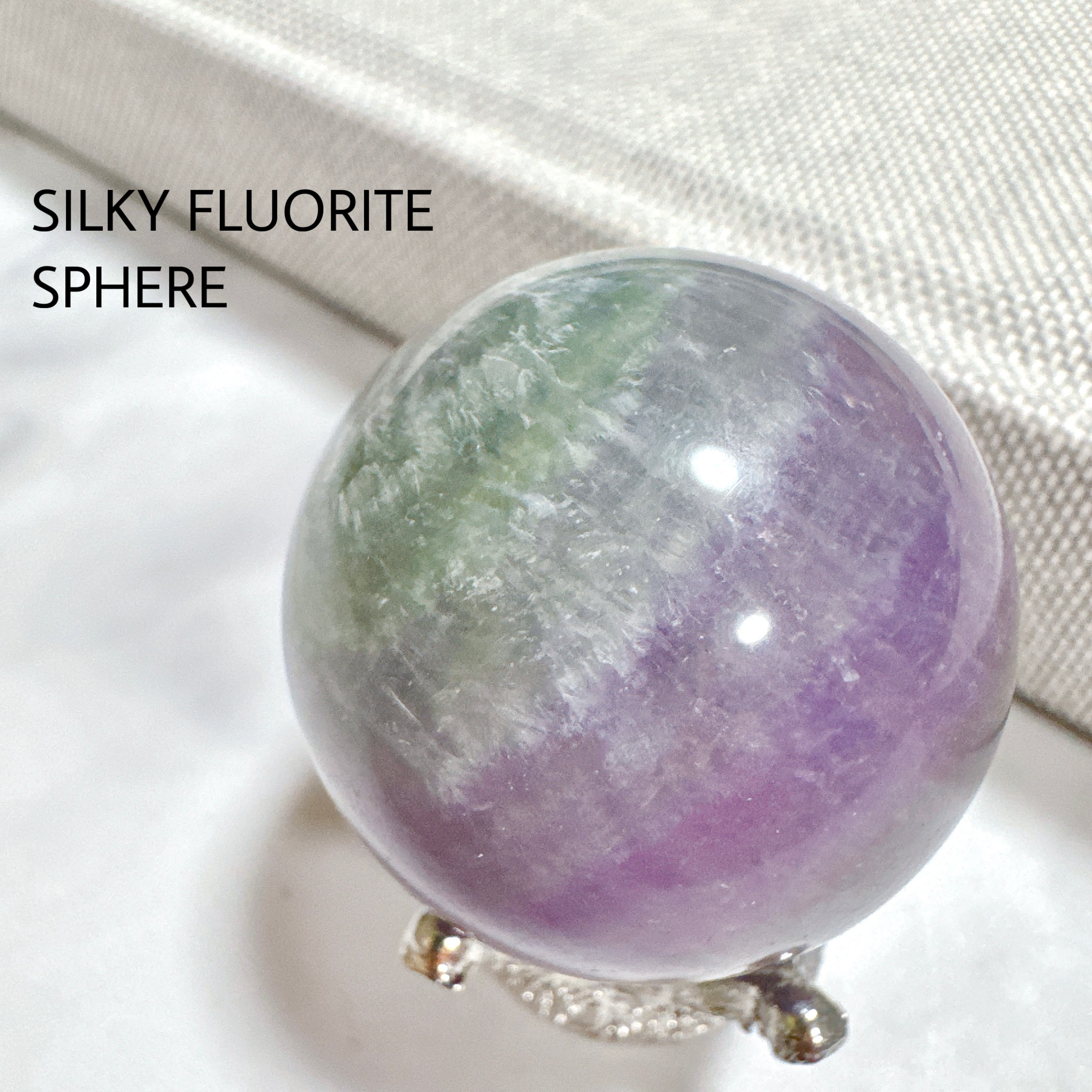パステルシルキーフローライト スフィア 丸玉 天然石 | Rinolis
