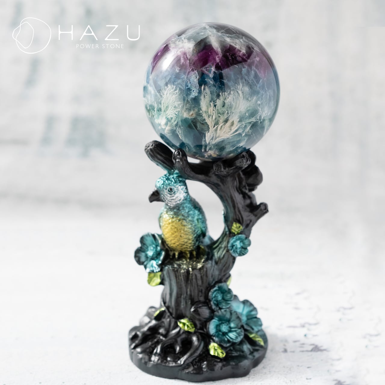 1点もの】絶品フェザーインフローライト・スフィア（台座付） | 天然石HAZU