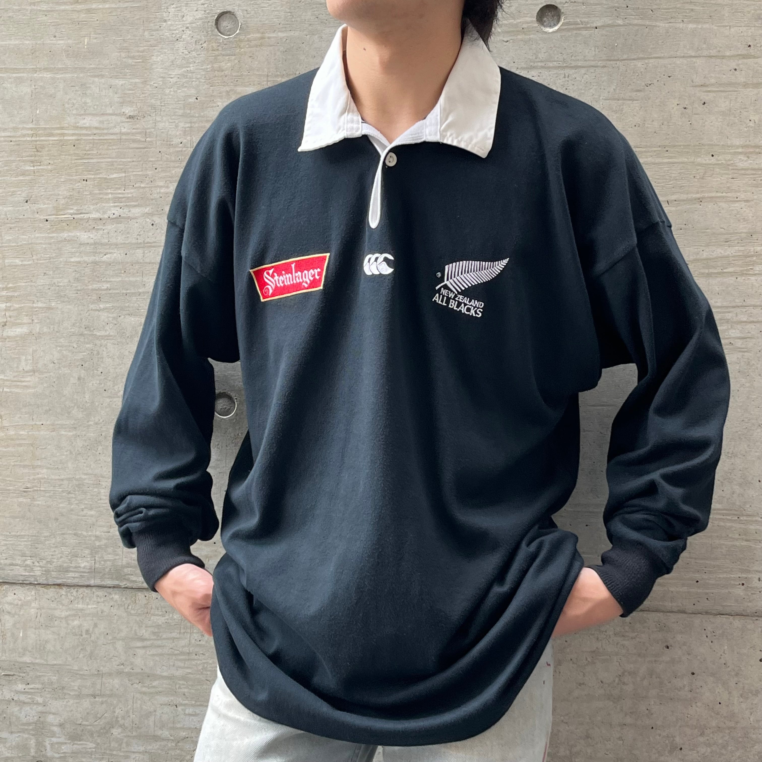 古着 ALL BLACKS/オールブラックス ラガーシャツ ポロシャツ fc-828