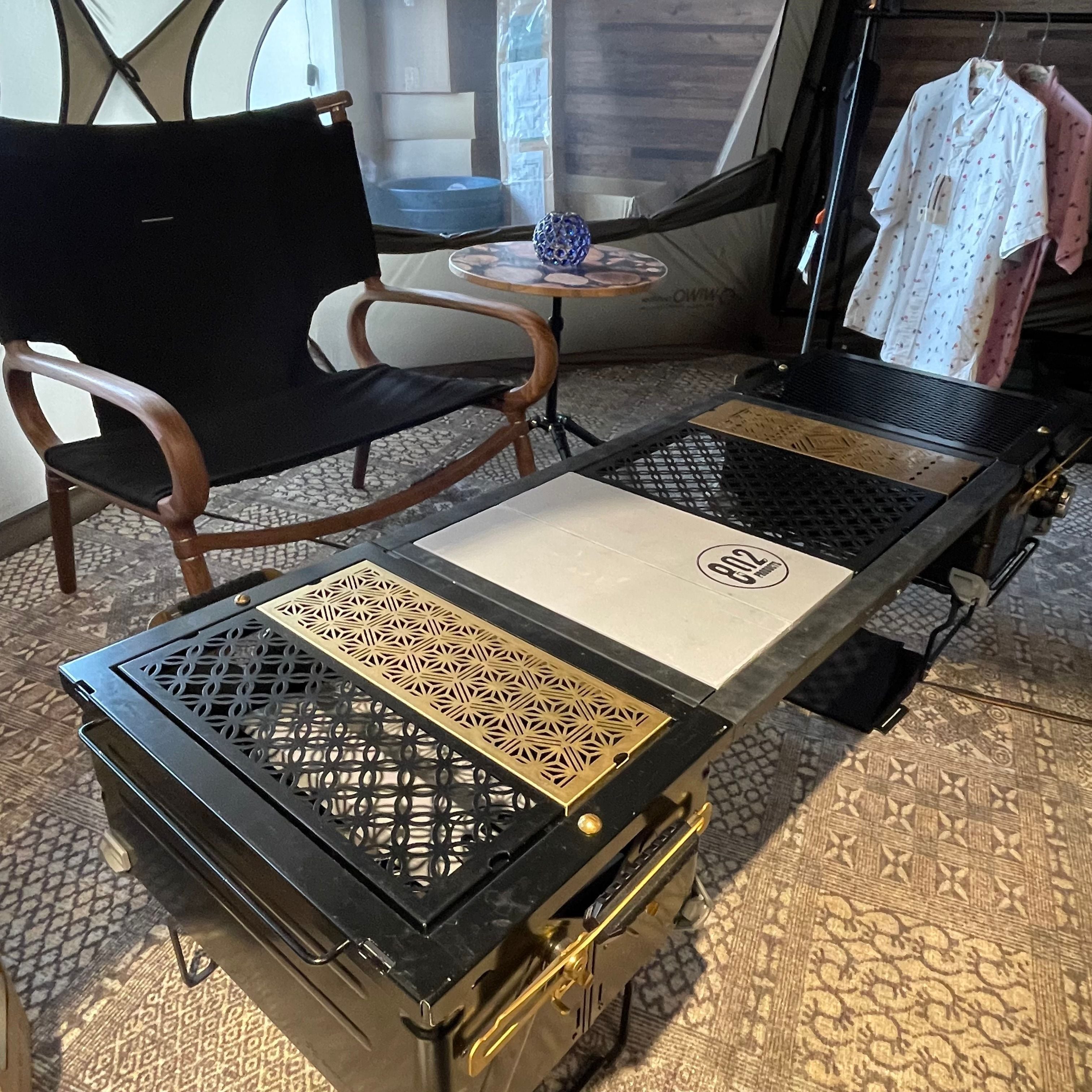 IGT 天板 真鍮 ハーフユニット【 麻の葉 】 アイアングリルテーブル