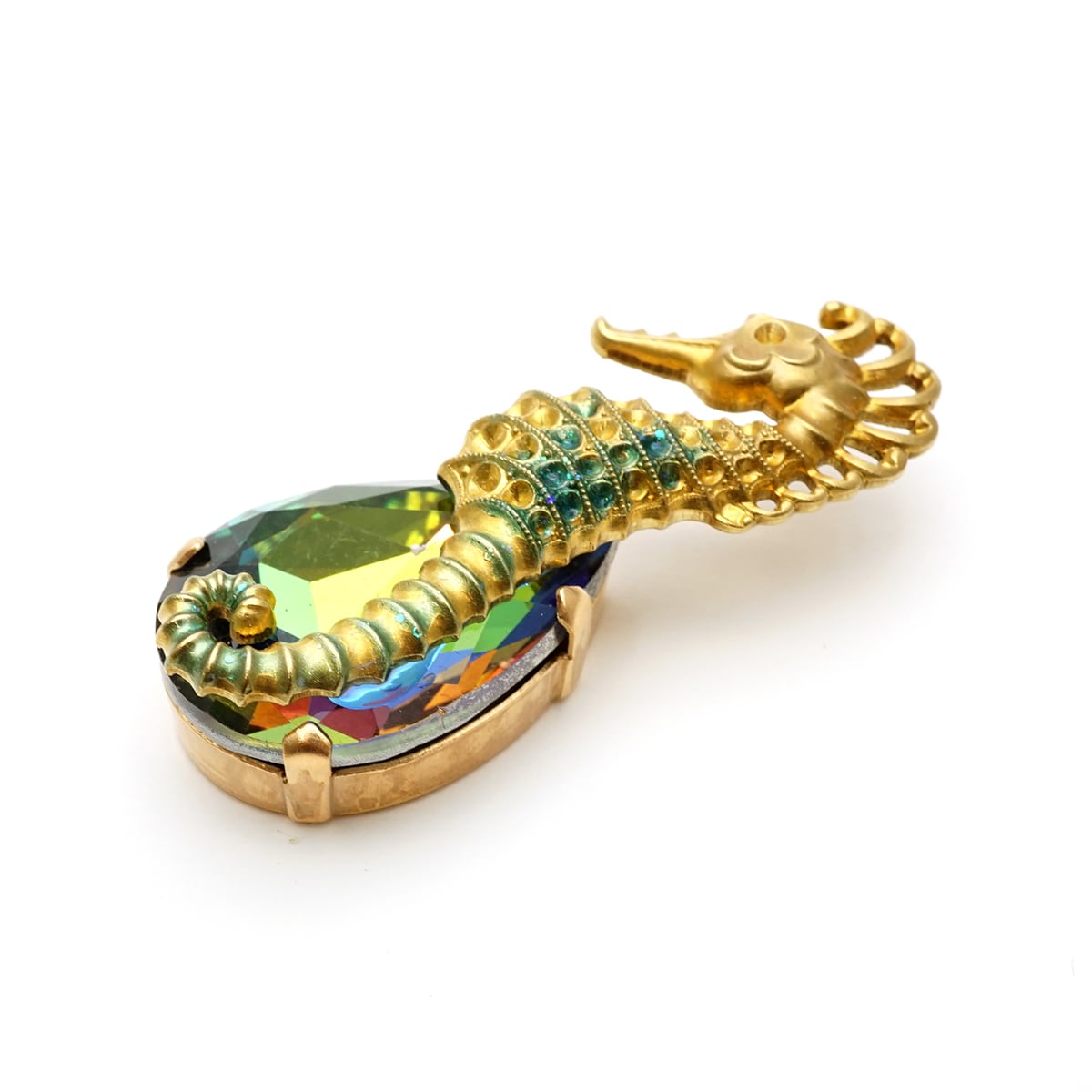 ヴィンテージ スワロフスキーヴィトレイルオリーブグリーンクリスタル