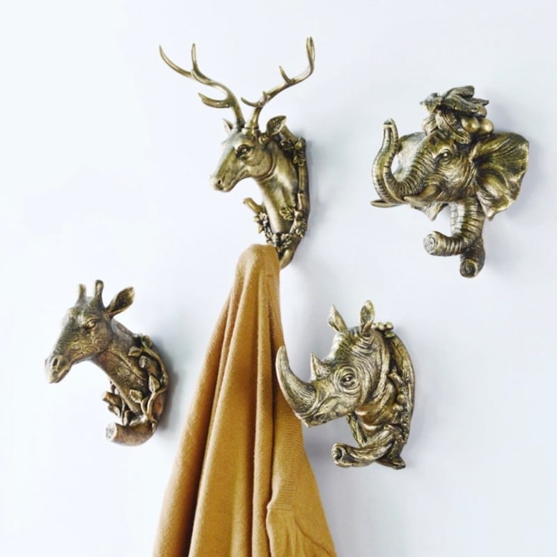 ウォールフック アニマル 壁掛けフック アンティークゴールド 馬 鹿