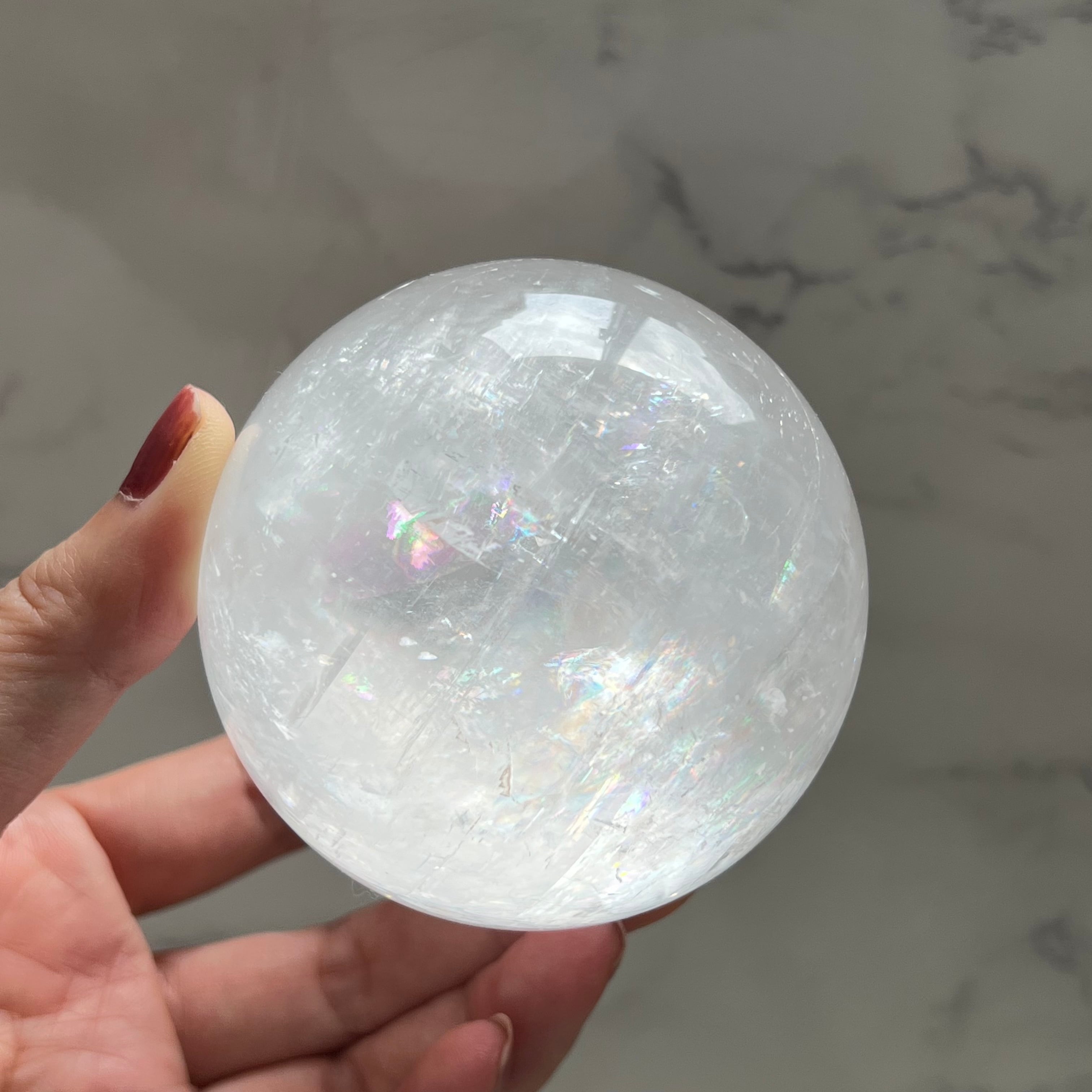 光を集めた球体＊オプティカルカルサイト＊レインボーカルサイト