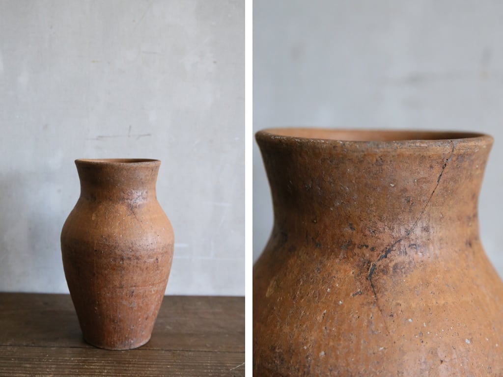 フランスアンティーク◇陶器ボトル/土器/花瓶花器フラワーべース