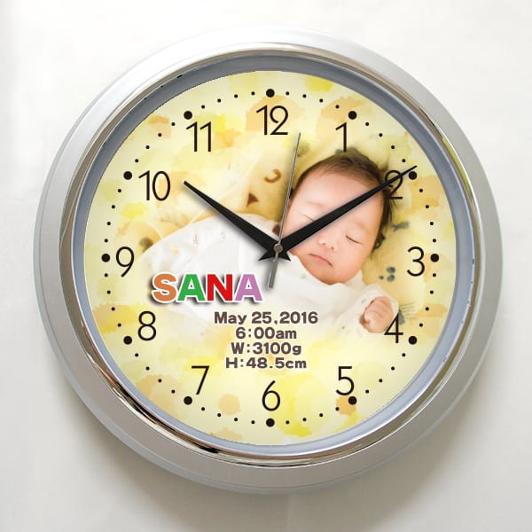 写真でつくる壁掛け時計 「シルバー枠31センチ壁掛け時計」 オリジナル
