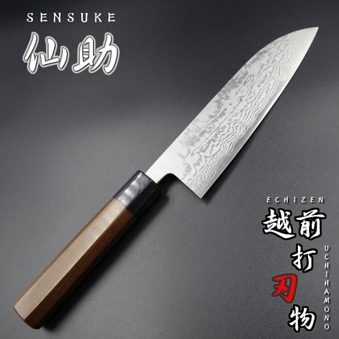 仙助 包丁 三徳包丁 ダマスカス モリブデン・バナジウム鋼 ステンレス
