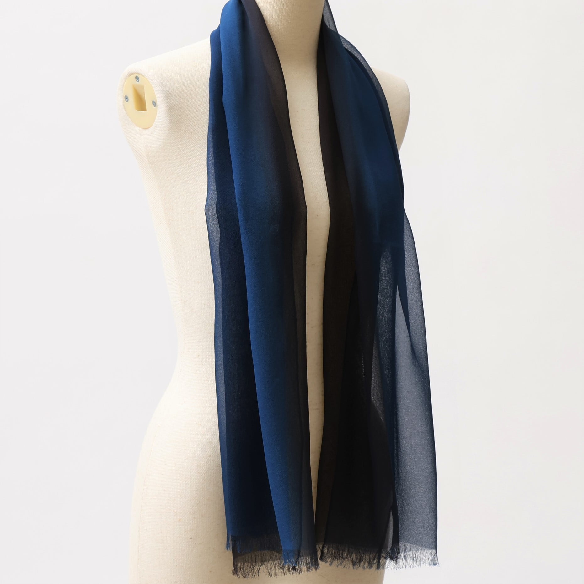 UTSURO スカーフ 黒×青 | OKANO博多きもの制作所