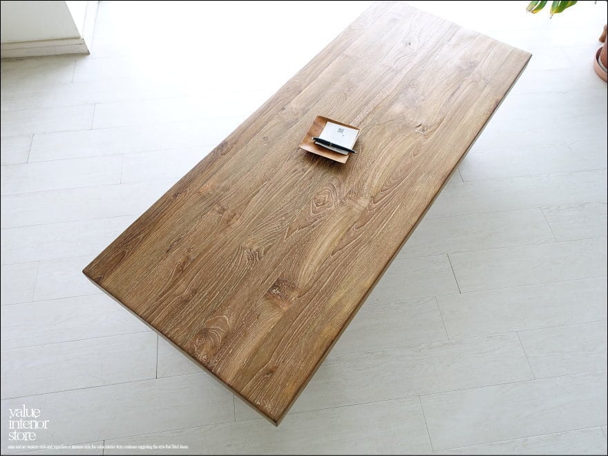 オールドチーク総無垢材 座敷机N 角脚 座卓 リビングテーブル センター