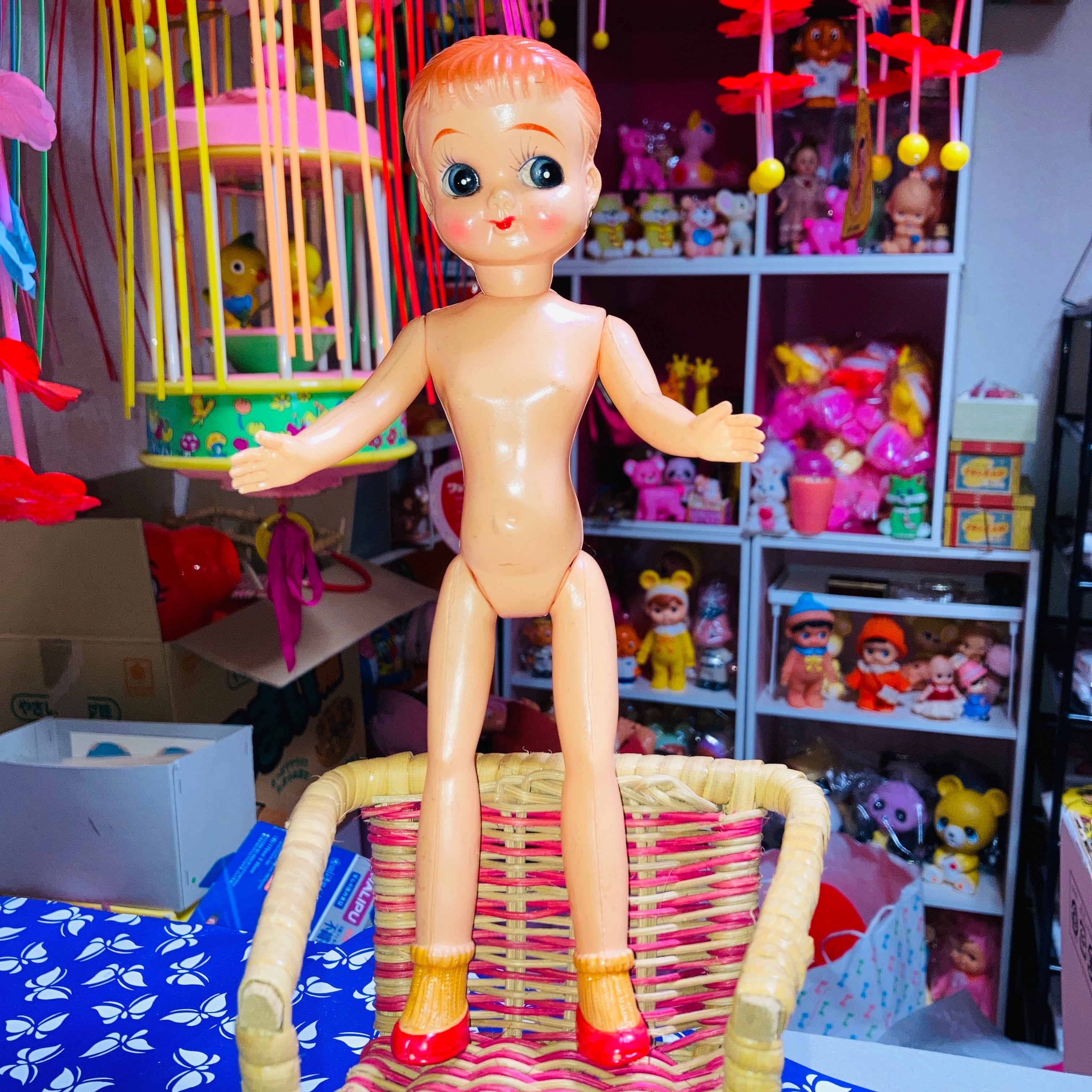 内藤ルネ 陶器 インディアン 青 貯金箱 RUNE 人形 雑貨 昭和レトロ