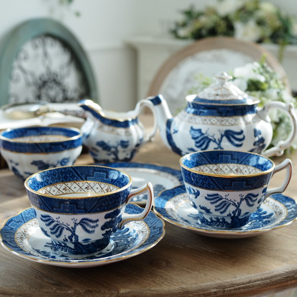 ブース リアル・オールド・ウィロー スープカップ＆ソーサー4客 ブース