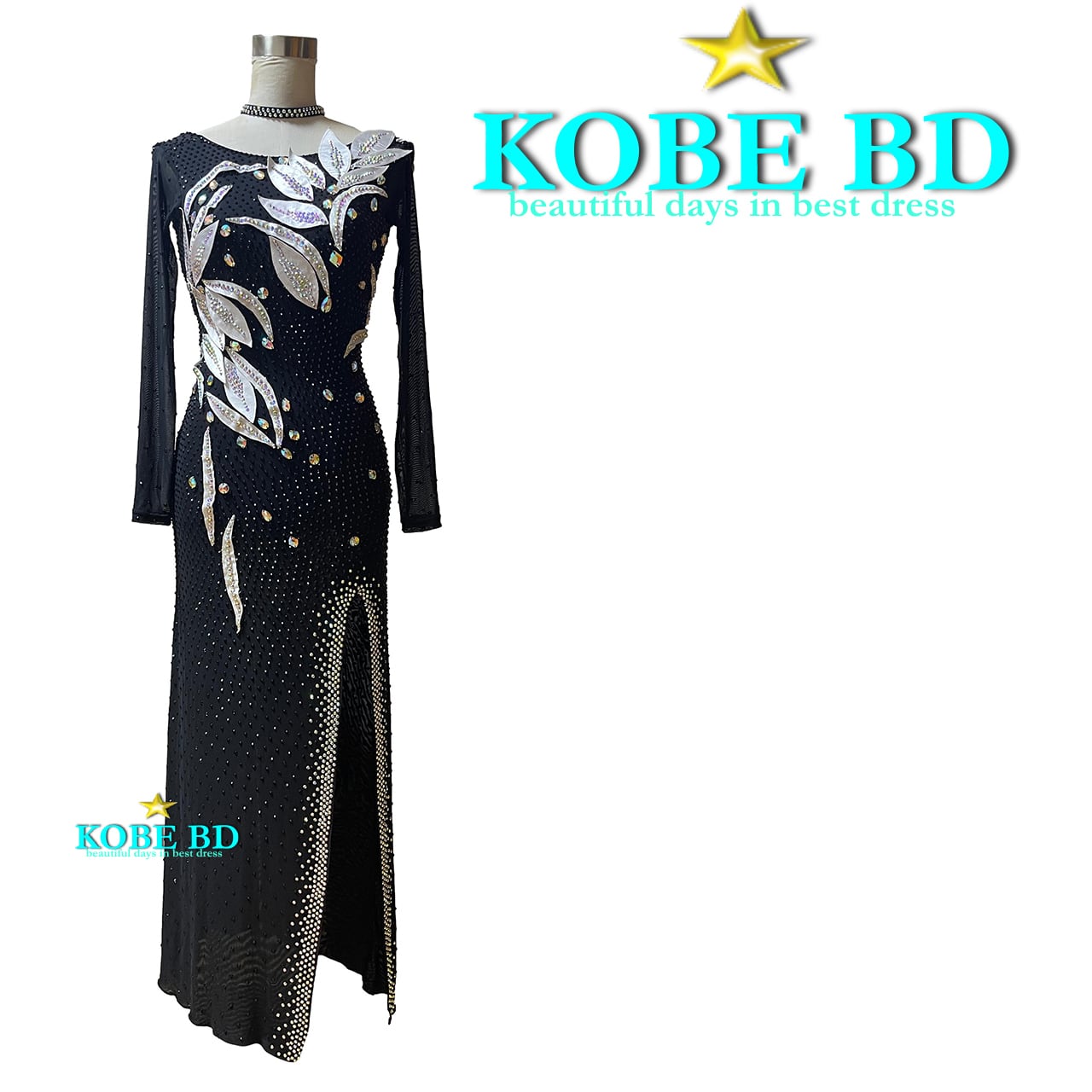 社交ダンスラテンドレス】【商品番号 250217】 （ブラック系/黒