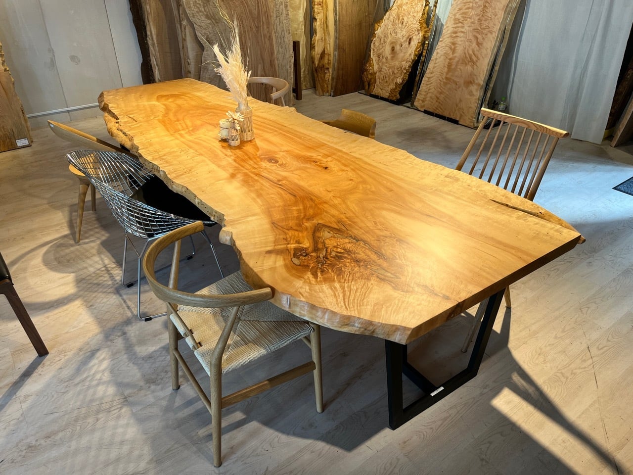 Premium】栃（トチ）_3050×750-1150-840×50_青山店_テーブル天板/一枚