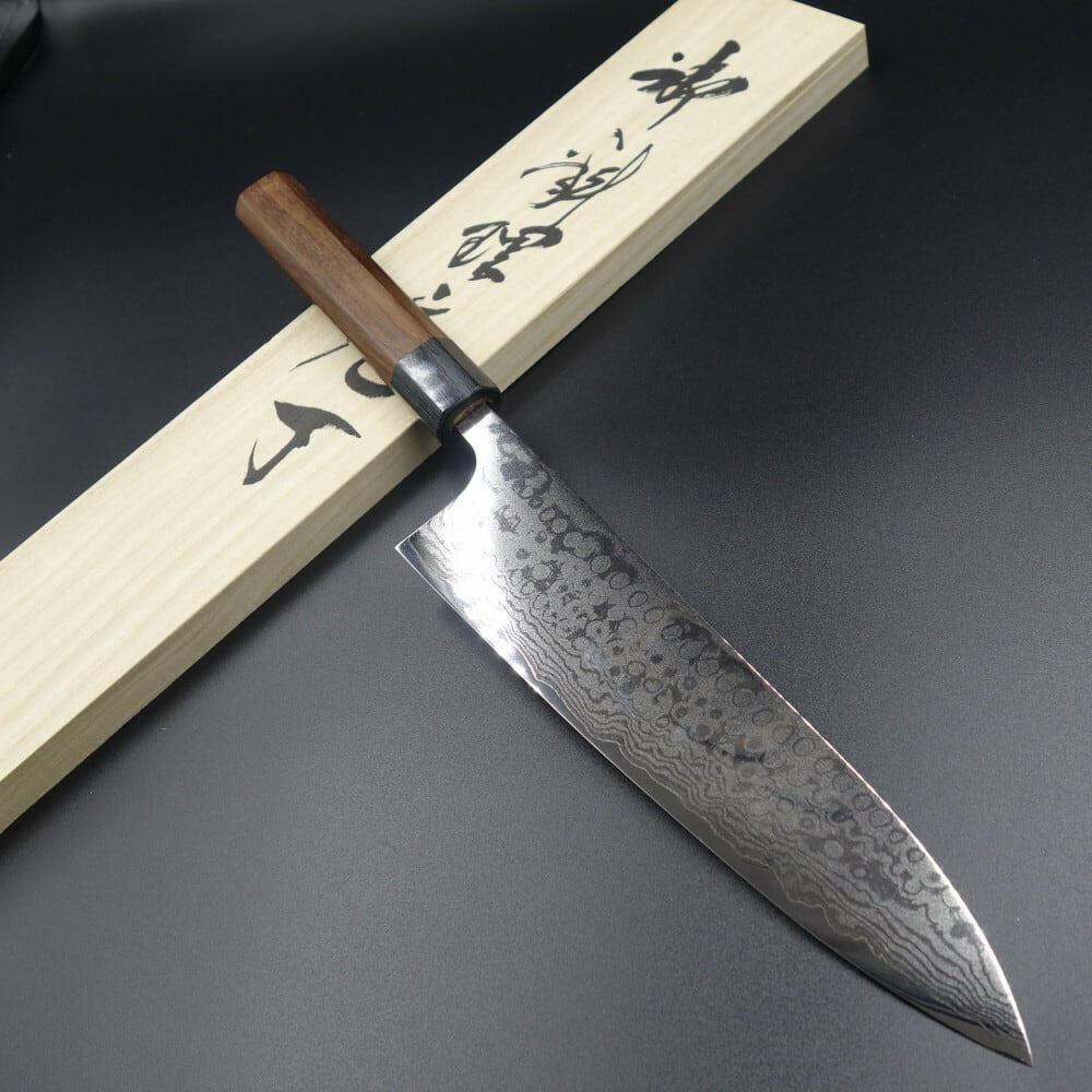 仙助 牛刀 包丁 鏡面仕上げ 越前打刃物 210mm VG10 ダマスカス 紫檀