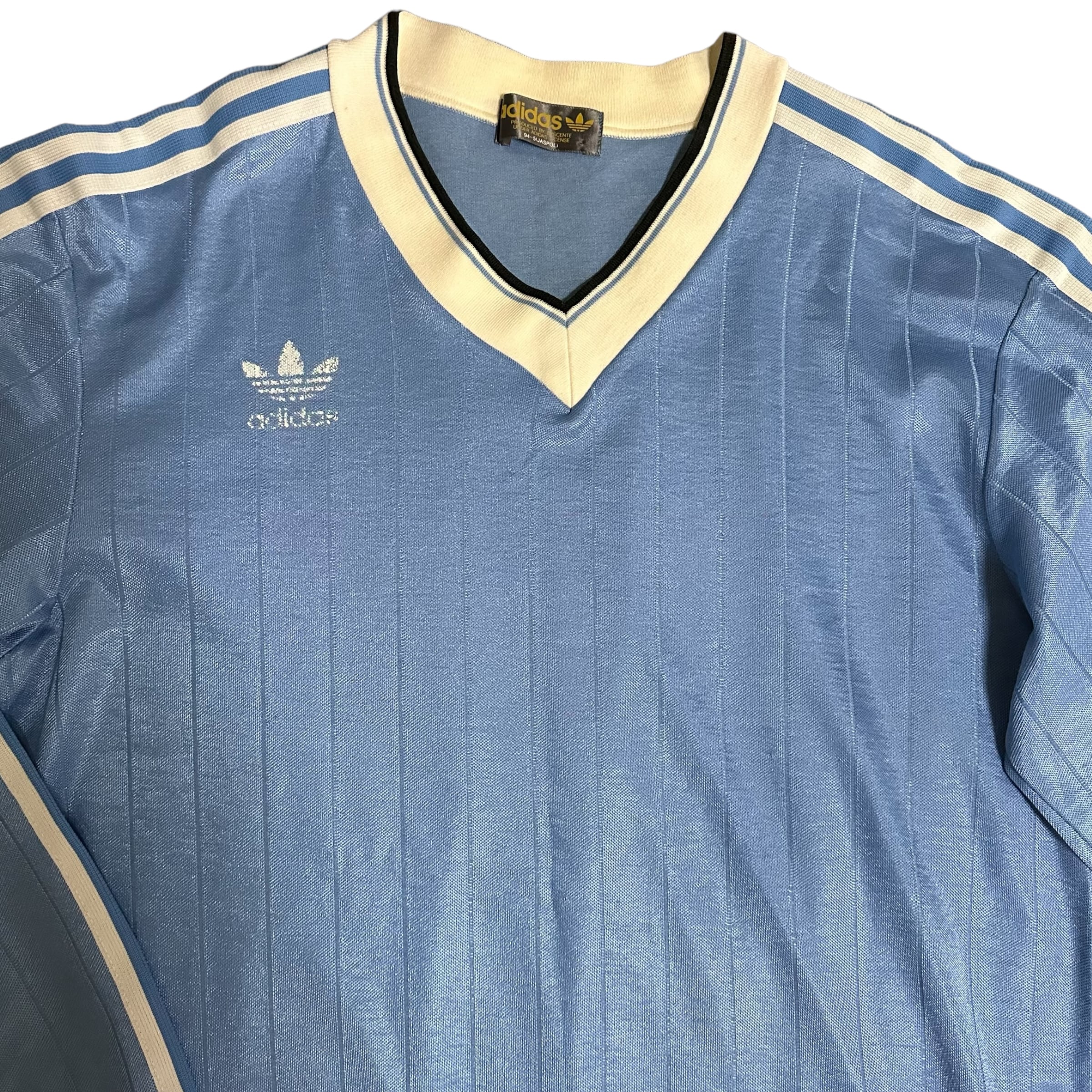 80s デサント製 adidas ゲームシャツ ブルー M〜L | wonder