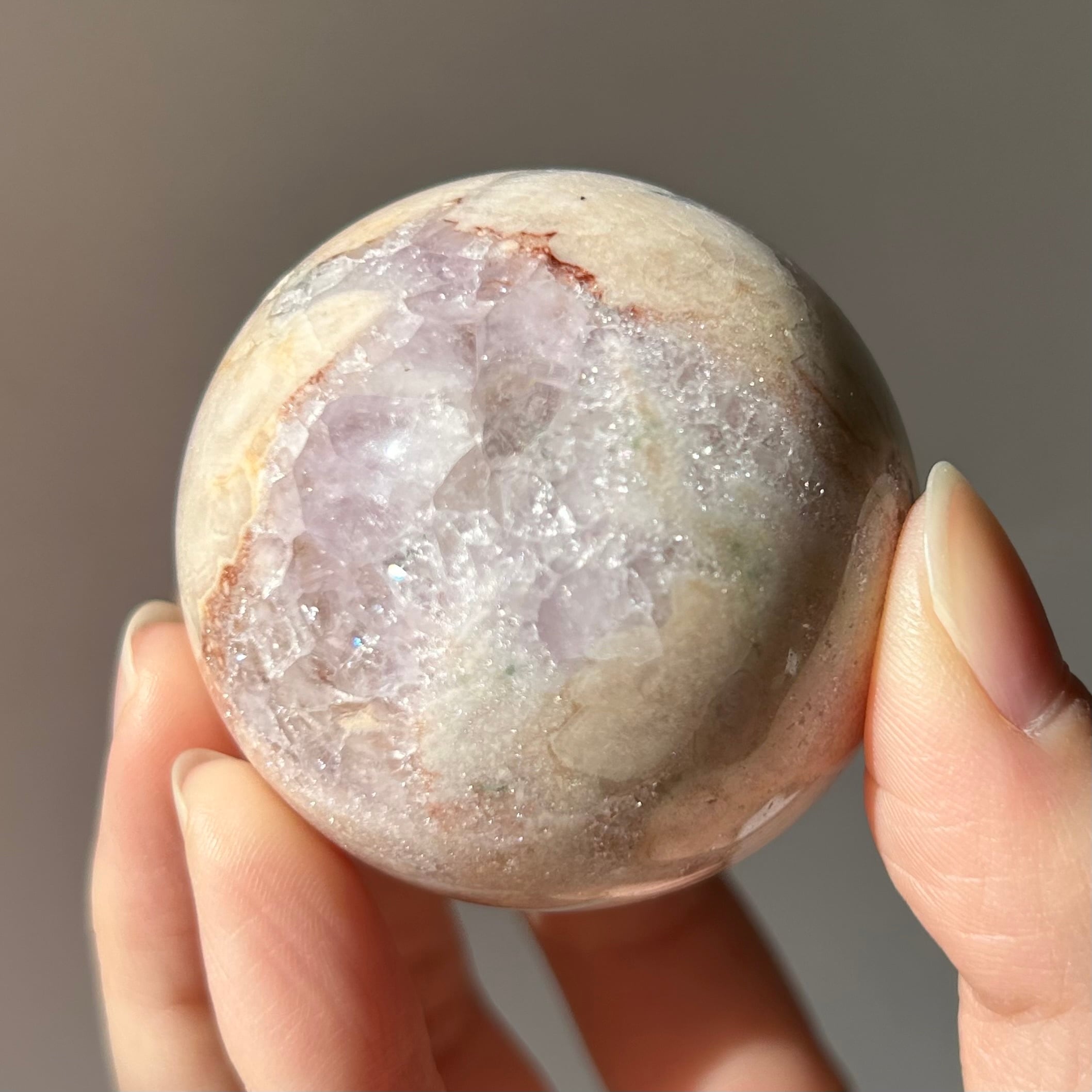 ピンクアメジスト+桜瑪瑙共生 スフィア 天然石 | BLUE MOON STONE