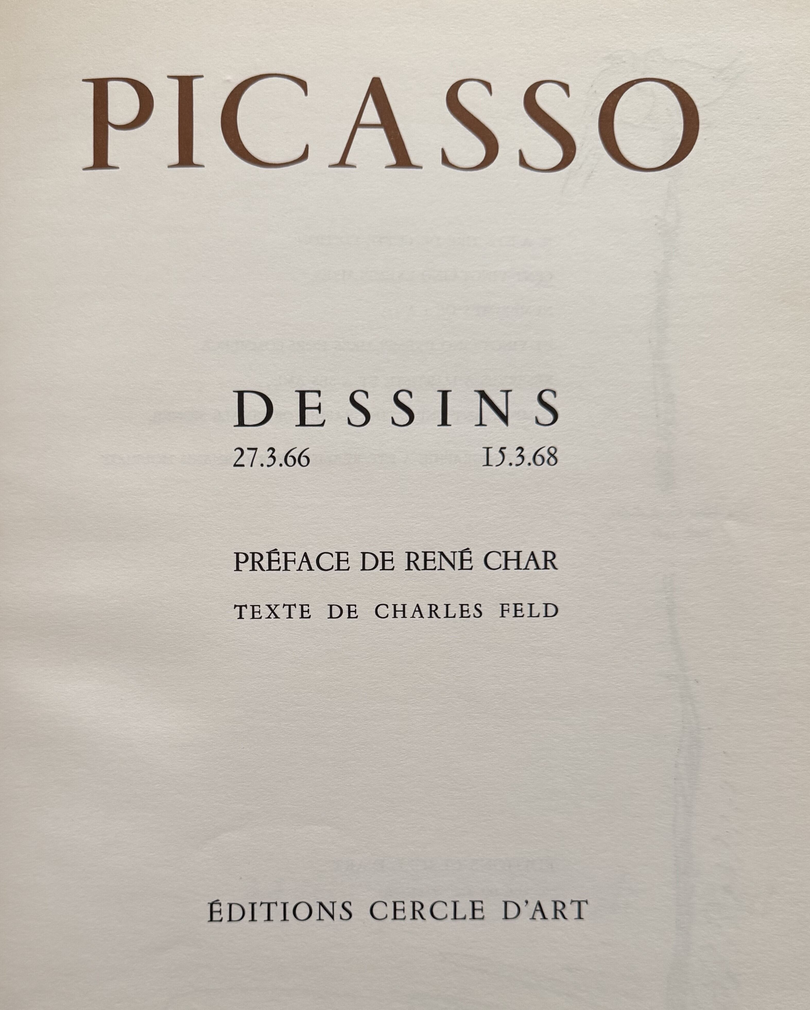 Picasso dessins 27.3.66 15.3.68 ピカソ デッサン | ART BASE 山田書店