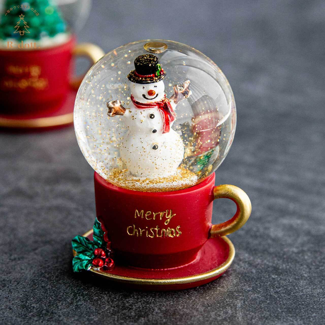 ティーカップミニスノードーム【ツリー・サンタ・スノーマン】(hr