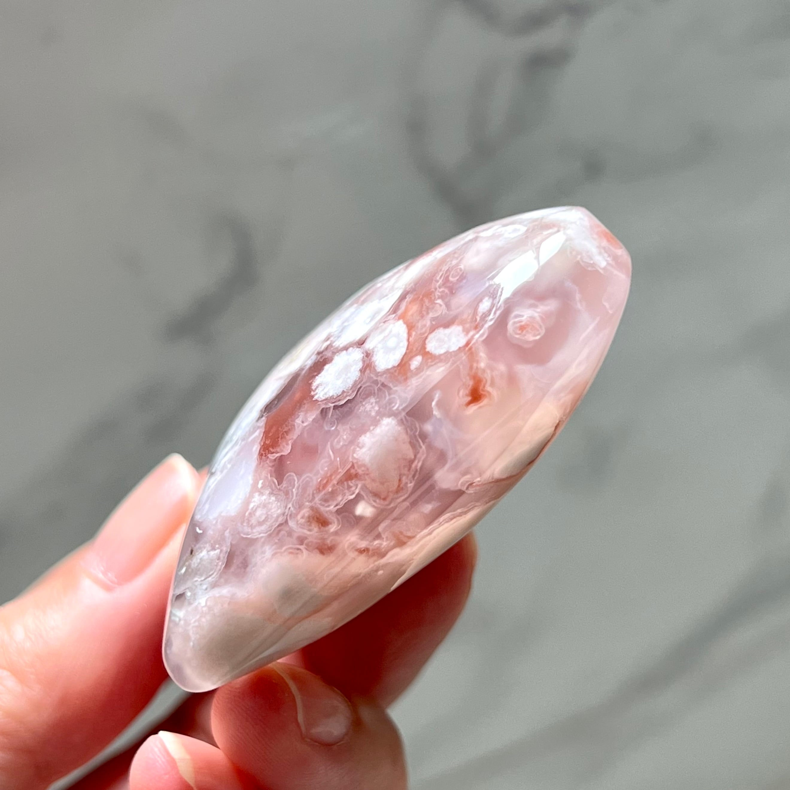 フラワーアゲート ハート3＊桜瑪瑙＊天然石インテリア＊パワーストーン