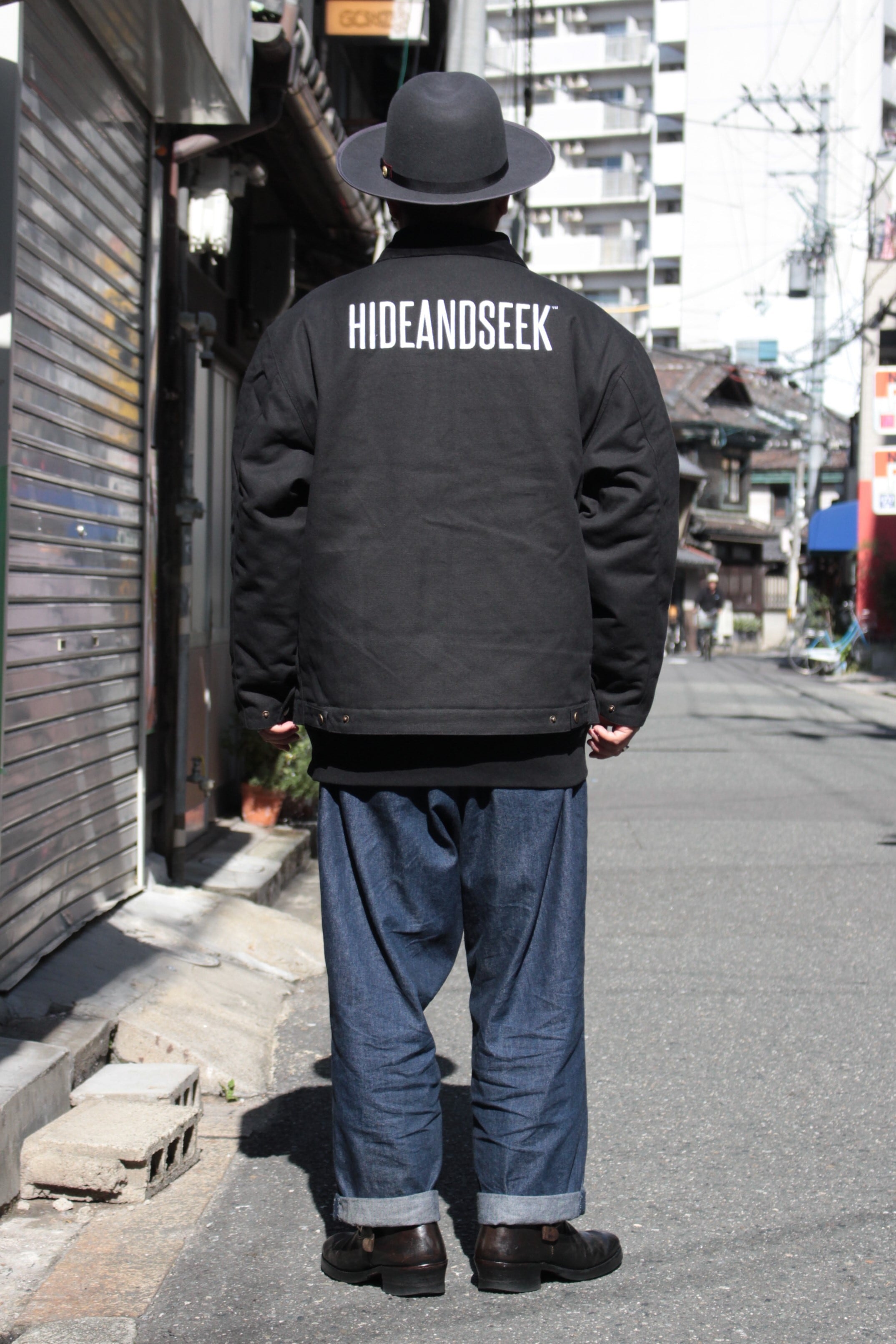 HIDE AND SEEK】Zip Work Jacket(24aw) -BLACK (ハイドアンドシーク