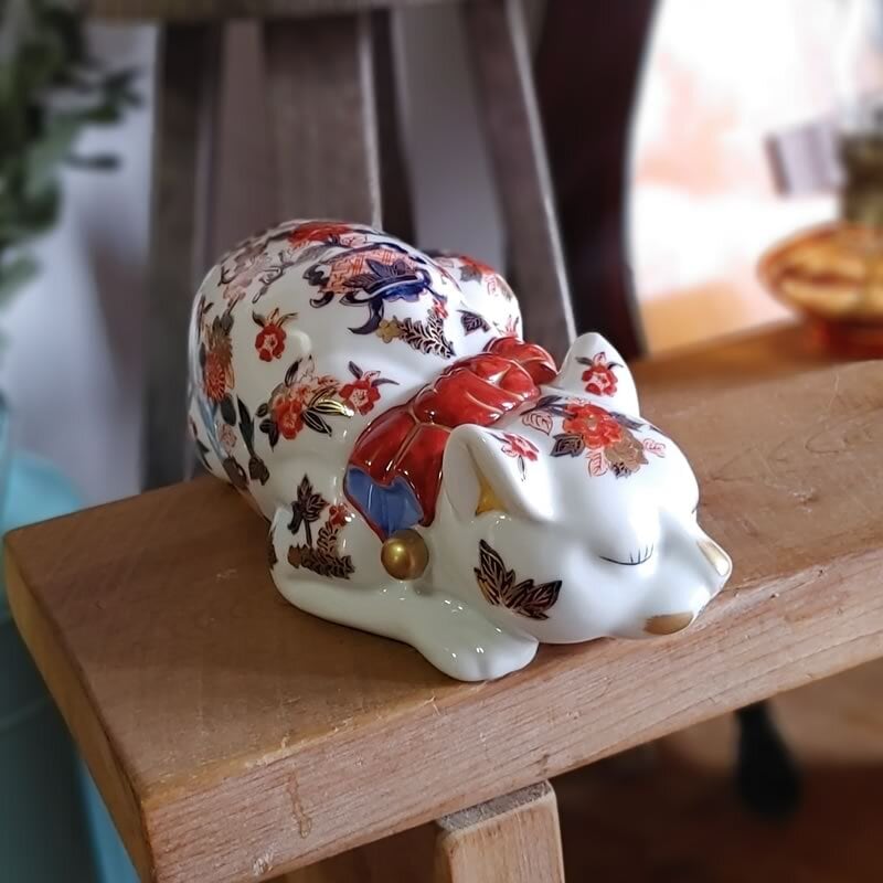 Andrea by Sadek 伊万里焼 眠り猫 親子 置物 フィギュリン メイドイン