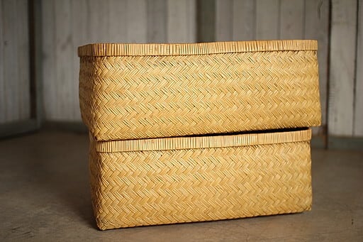 状態良く形の綺麗な古い竹編みの収納かご 行李 | denbee 古道具