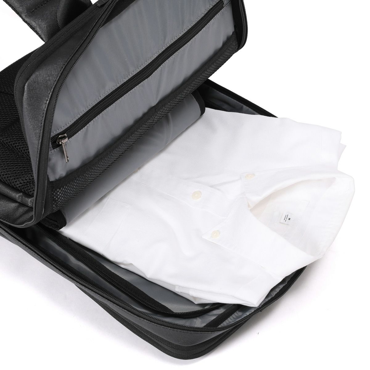 No.60647：2層リュック42cm EX6cm サフィアーノブラック【生産終了致し