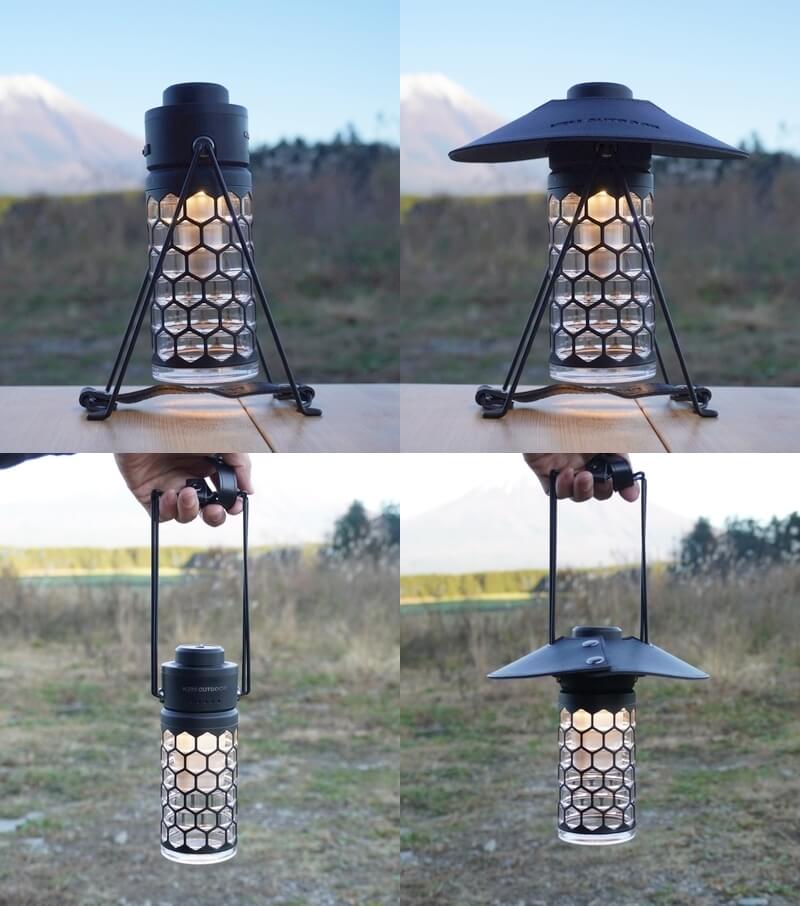 KZMのモダンハイブランタンは「吊り・置き・手持ち」×「2色点灯」が