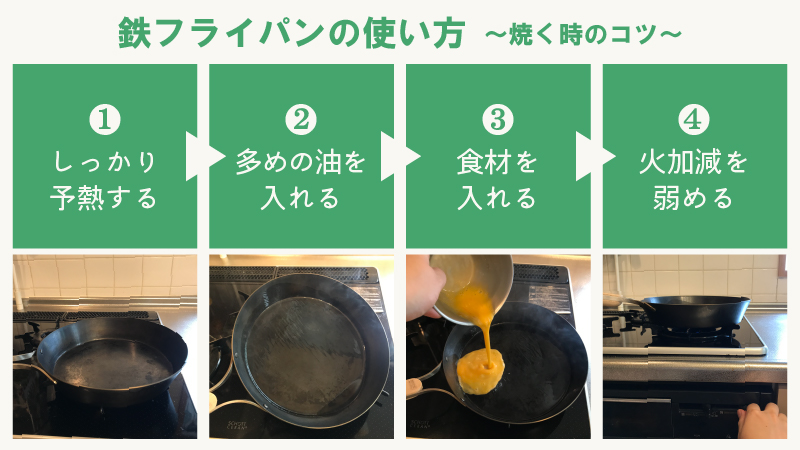 メーカー直伝！鉄フライパンに食材がくっつく原因・焦げ付きにくい使い方