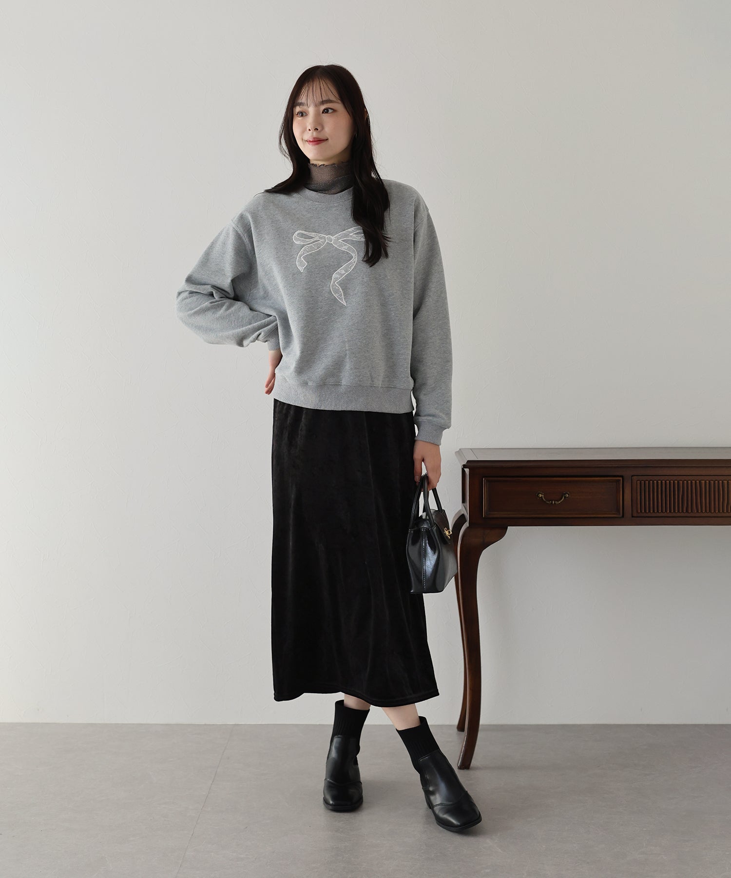 チャコット】黒ベロアスカート3723 チャコット 社交ダンス スカート M