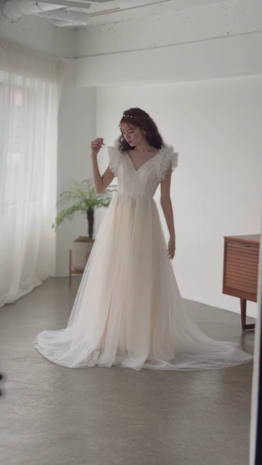 wd682yj】ドット柄チュールデザインドレス Aライン – ドレスショップ