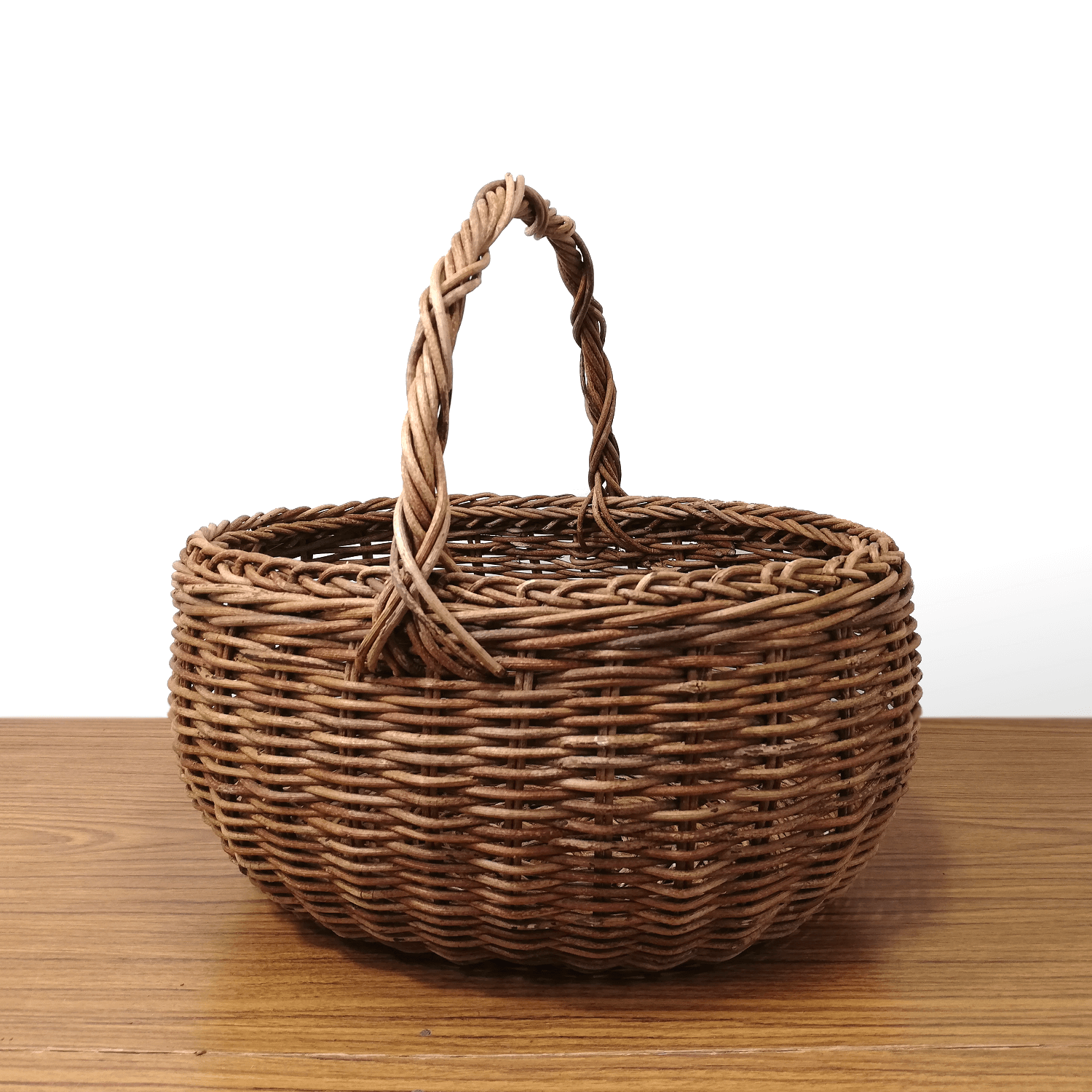 一点物｜あけびかご｜素編み｜バスケット｜楕円形｜胴張り｜一本手