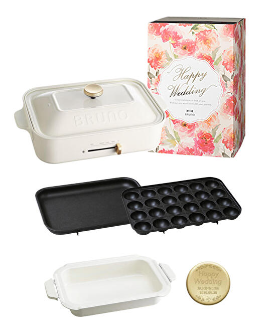 結婚祝い》コンパクトホットプレート+鍋＋刻印ノブ ギフトセット