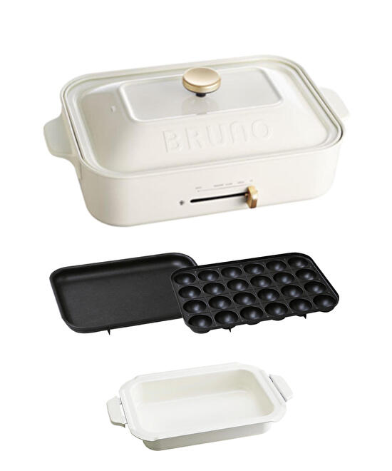 FS】コンパクトホットプレート セラミックコート鍋セット ホワイトの