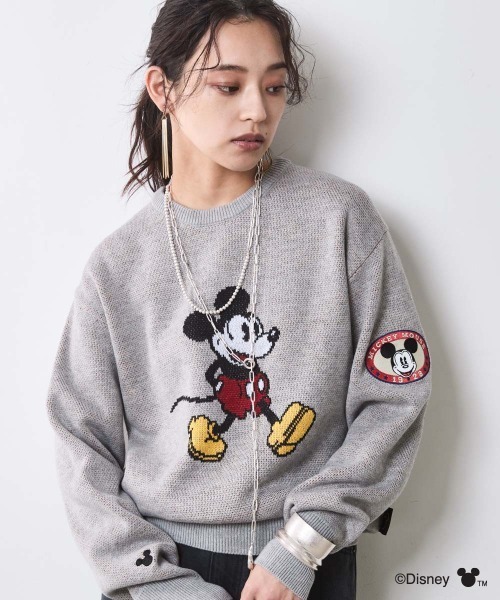 ミッキーマウス/ジャガードニットプルオーバー ＜大きいサイズ有