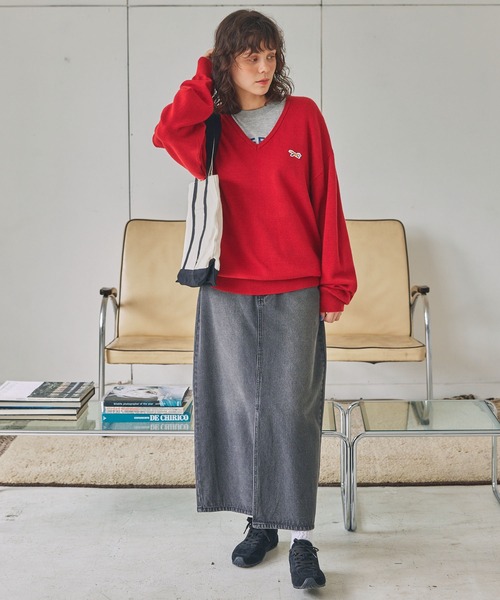 セール】PENNEYS/ペニーズ 別注 THE FOX ロゴワッペン刺繍 Vネック