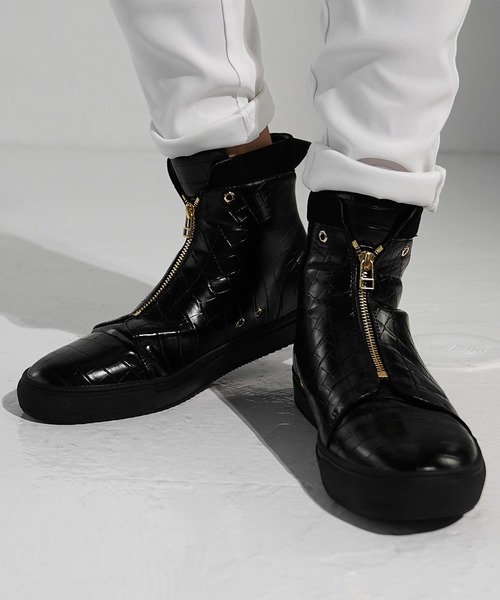 セール】【SOEMDIFF】ハイカットフロントジップブーツ メンズ PUレザー