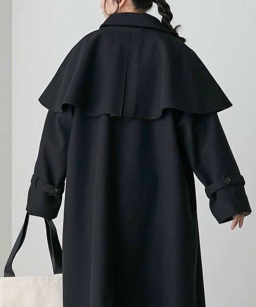 forksy.】マルチウェイウールタッチミリタリーケープコート forksy