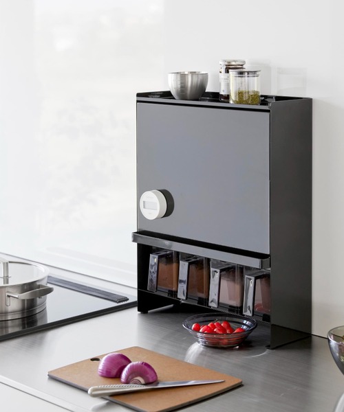 tower(タワー)前が開く 隠せる調味料ラック（キッチン収納）｜tower