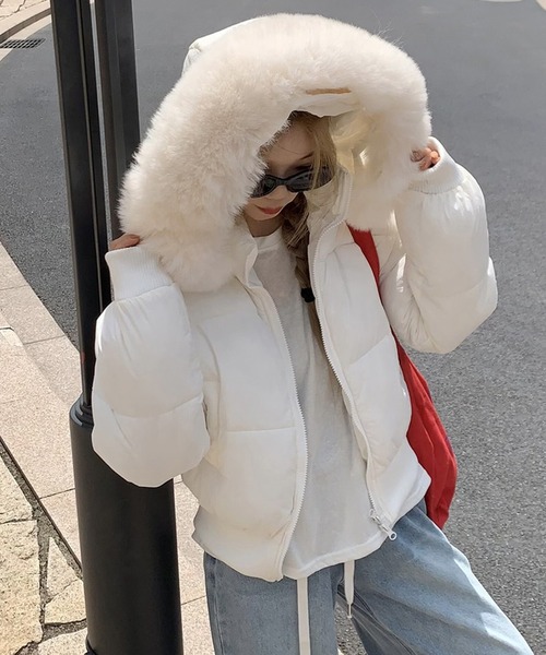 セール】ファー付き ダウン ジャケット レディース フード付き 防寒