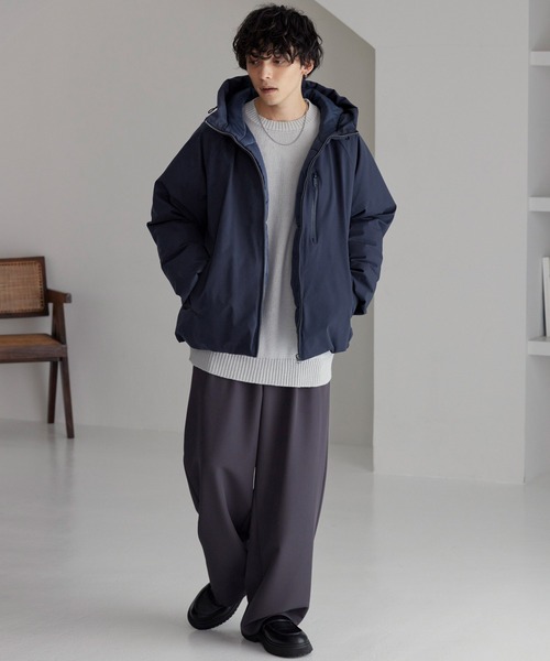 ファンクショナルファブリック フード中綿ジャケット/撥水/防風 MONO