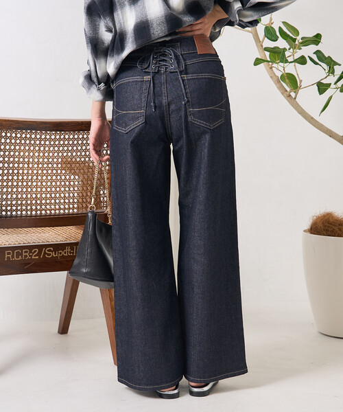 SOMETHING × FREAK'S STORE/サムシング 別注 LISA LACE UP WIDE DENIM