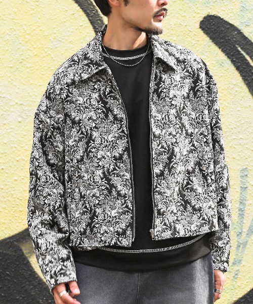 ゴブラン織り花柄ジップブルゾン（ブルゾン）｜LUXSTYLE（ラグスタイル