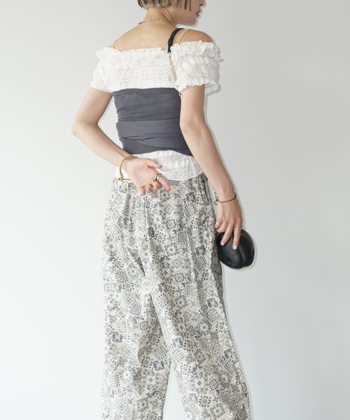 ペイズリー柄 ワイドタック イージーパンツ chw25s093-ファッション